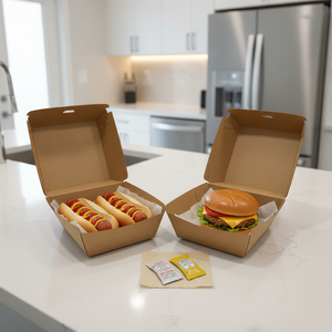 Cajas de Papel Corrugado al por Mayor <span class=keywords><strong>con</strong></span> Diseño de Logotipo Personalizado para Empaque de <span class=keywords><strong>Hamburguesas</strong></span> y Hot Dogs - Product Image 1