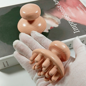 Gua sha set champignon bois masseur cuir chevelu Stress Relax, manuel cuir chevelu masseur tête grattoir pour maux <span class=keywords><strong>de</strong></span> tête, cadeaux relaxants - Product Image 5