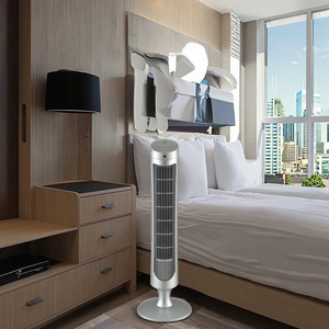 Ventilateur tour sans pales en plastique, simple, à piles/électrique, avec télécommande numérique, brumisateur, faible bruit, pour bureau, maison et hôtel - Product Image 4