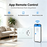 Interrupteur intelligent UBARO 2 voies avec prise EU, contrôle vocal et via application, IP20, cadre en aluminium, panneau en verre trempé, Smart Life