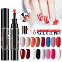 Stylo de vernis gel 5 ml ODM OEM à appliquer par torsion, 16 couleurs, gel à ongles en une étape, stylo de manucure UV et LED avec pinceau
