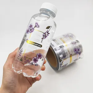 Botol kustom Label bening kedap air stiker Logo vinil BOPP transparan berperekat untuk botol sampo