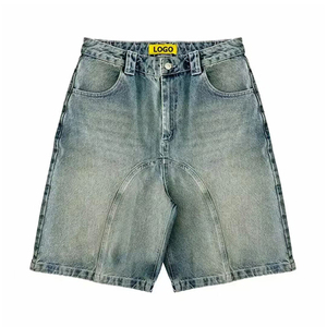 <b>Customized</b> Embroidery Mens Denim Jorts Vintage Distressed Acid Wash Shorts Wide <b>Balloon</b> Leg Baggy Fit Streetwear Men Shorts - Product Image 6
