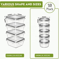 Ensemble de contenants de stockage alimentaire en plastique hermétique sans BPA, transparents, pour la cuisine, le réfrigérateur, pour les légumes frais, les fruits, la préparation des repas