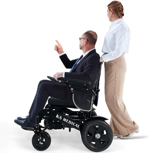 KSM-606Plus Automatic Foldable Aluminum Alloy Electric Wheelchair 24V 20AH Battery Adjustable <b>Backrest</b> 52cm Seat Width 12 Inch - Product Image 6