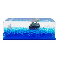 Artisanat flottant liquide décor vague liquide ondulé liquide poids de papier flottant avec bateau flottant et Iceberg