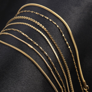 Collier à fine chaîne en acier inoxydable pour femmes, bijoux unisexes, à porter au quotidien, couleur or, plaqué 18 carats, longs colliers avec fermoir à homard - Product Image 3