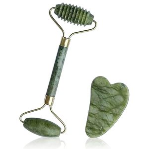 Bestseller Angepasstes Logo Grüner Jade Gesichtsroller Natürlicher Stein Gesichtsmassagegerät OEM Marke LRYS Modell Geschenk - Product Image 1
