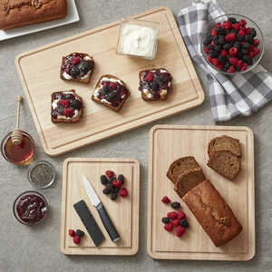 Planches à découper en <span class=keywords><strong>bois</strong></span> d'hévéa réversibles, en <span class=keywords><strong>bois</strong></span> massif naturel, pour charcuterie, fromages et service, type bloc de boucher - Product Image 1