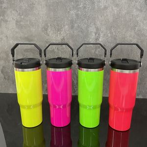 Gobelets isothermes sous vide de 30 oz, couleur néon vif, vierges pour sublimation, pour voyage et extérieur, avec paille anti-fuite, USA RTS - Product Image 1