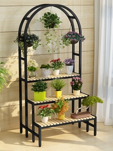 Support de rangement suspendu pour pot de <span class=keywords><strong>fleurs</strong></span> en fer multicouche pour l'extérieur Radis vert Support de rangement pour succulentes Balcon Escalade Vigne Paniers de <span class=keywords><strong>fleurs</strong></span> - Product Image 3
