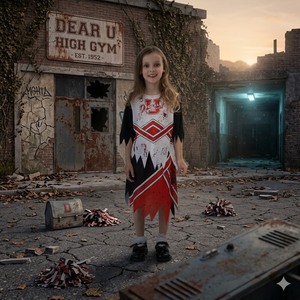 Disfraz de Halloween de <span class=keywords><strong>Animadora</strong></span> Zombi para Niñas, Inspirado en Películas de Terror, Traje de Fiesta con Manchas de Sangre - Product Image 2