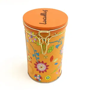 Wholesale Food Grade Custom Round Shape Tea or Coffee Packaging Tin Box with Airtight Lid
