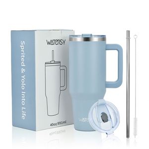 Luxury 40oz Stainless Steel <b>Beer</b> Tumbler with Handle Metal Straw American Style Travel Coffee Camping Thermoses Car Cup Handgrip - Product Image 5