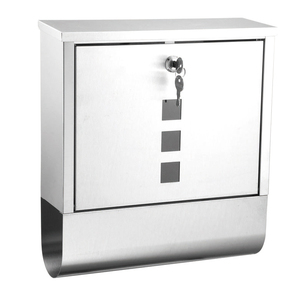 Boîte aux lettres murale en acier inoxydable, serrure avec clés, compartiment à journaux inclus, fenêtre de visualisation facile à assembler - Product Image 1