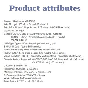 ODM OEM Nhà Máy Bán Hàng Trực Tiếp Thiết Kế Pocket <span class=keywords><strong>Modem</strong></span> Đa-Chế Độ Đa-Băng Tần Wifi <span class=keywords><strong>Modem</strong></span> Với Pin 4G Router Với Sim Khe Cắm Thẻ Nhớ - Product Image 4