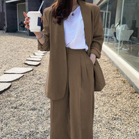 Ensemble pantalon large pour femme 2026 : Style coréen-britannique, tendance, élégant, décontracté, tenue professionnelle, ensemble de costume en polyester