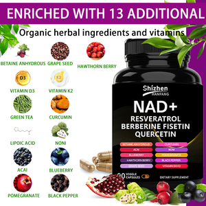 Integratore NAD+ Personalizzabile OEM Certificato GMP con Berberina, Fisetina, <span class=keywords><strong>Quercetina</strong></span> - 90 Capsule - Product Image 3