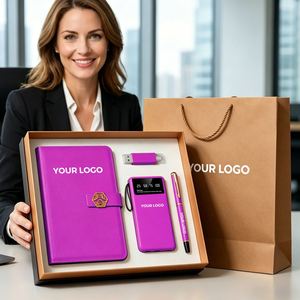 Custom LOGO High-End Customized A5 Business Notebook Gift Box <b>USB</b> <b>Flash</b> <b>Drive</b> Power Bank Have Multiple Colors Luxury Gift Box - Product Image 1