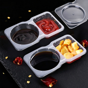 Cup Saus Plastik Sekali Pakai Bebas BPA Dua Kompartemen dengan Tutup 150ml untuk Salad, Minyak Celup, Cabai - Product Image 2
