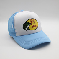 Venta al por mayor de bajo precio personalizado de espuma gorras de conductor de camión, sombrilla de 5 paneles tapas de rejilla, superventas Fish logo gorras de conductor Snapback