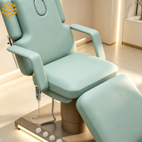 Table de massage électrique portable de luxe à 2 moteurs avec base en bois LED, table motorisée pour soins du visage, SPA, salon, hôtel, maison, magasin de massage des pieds
