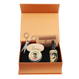 2025 Kit de aseo para <span class=keywords><strong>Barba</strong></span> de etiqueta privada con juego de cepillo de Peine de bálsamo de aceite de crecimiento para cuidado personal - Product Image 5