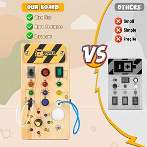 Montessori Busy Board Toddler,Sensory Training <b>Game</b> for Kids 1-3 Years,Wooden Travel Toys With Led Switch,Educational Baby <b>Gift</b> - Product Image 4