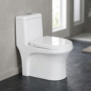 WC monobloc en céramique à siphon en S, à fixation au sol, à chasse directe, pour salle de bain européenne - Product Image 2