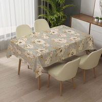 Nappe rectangulaire en vinyle beige à motifs floraux, imperméable, résistante à la chaleur et facile à nettoyer, par le fabricant RNPT.