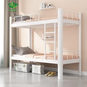 Source Factory Cheap Price Double Decker Metal Bed Simple Iron Bed Design Bunk Beds for Hostels