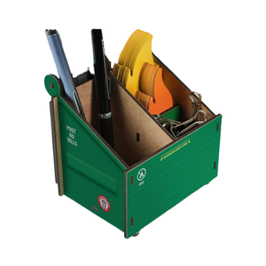 Poubelle de bureau verte au design Art Déco, organisateur de bureau en bois, porte-crayons et stylos, motif nature morte, forme irrégulière, pour enfant/adolescent - Product Image 4
