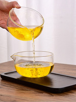 Bol mélangeur à salade mignon de 500 ml, fait main, résistant à la chaleur, en verre borosilicate transparent, avec bec verseur, idéal pour le matcha