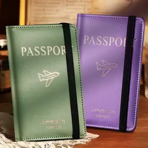 Couverture de passeport en cuir PU personnalisée en gros Portefeuille de voyage Rfid Porte-passeport