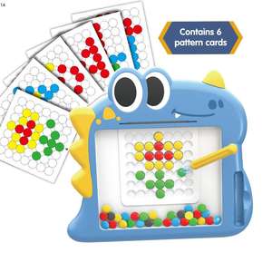 เครื่องเขียนปากกาลูกปัดกระดานวาดภาพแม่เหล็กไดโนเสาร์ลายจุดสำหรับเด็กกระดานแม่เหล็กเพื่อการศึกษาของเล่นวาดภาพลายเส้นลายเส้น - Product Image 1