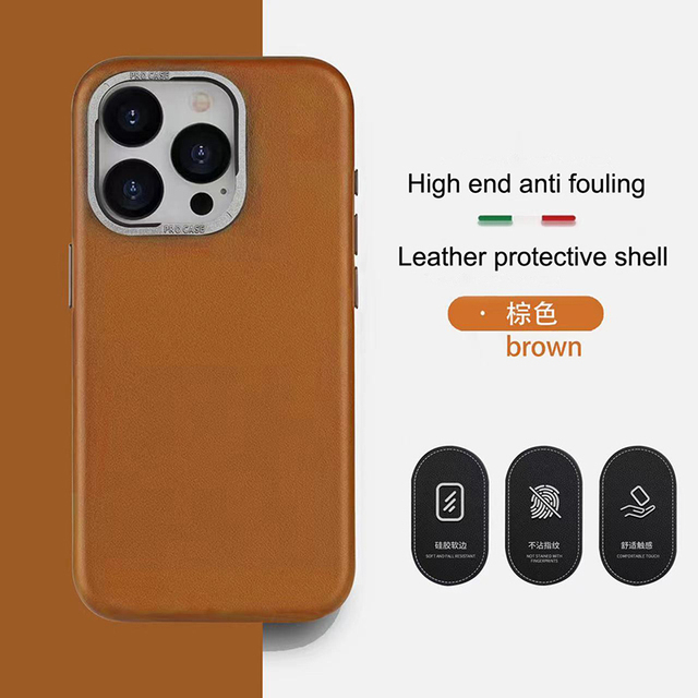 Fashion Full Leather Cell Phone Back Cover Shockproof and Anti-Fingerprint Design Mobile Phone Case for Iphone 14 15 Pro Max