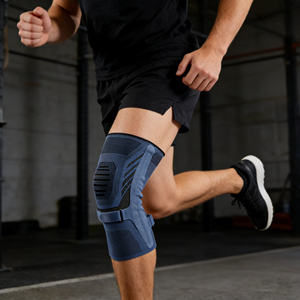 Genouillère fine, flexible et respirante en nylon et élasthanne pour hommes et femmes, idéale pour le basketball, la course à pied, avec sangle rotulienne pressurisée - Product Image 4