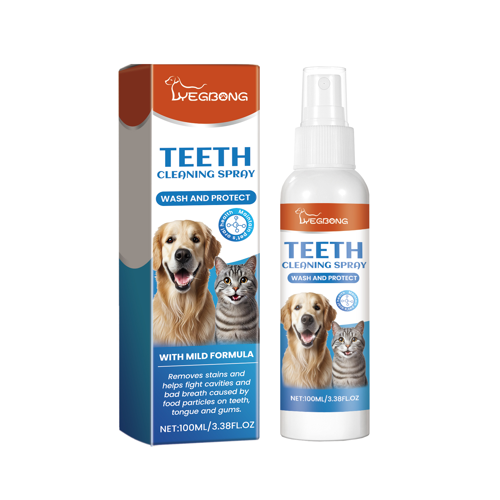 Yegbong Lasting Fresh Care Pet Breath Refreshing Spray Tartar Odor Removal for Clean Teeth Product Category Pet Cleaning Bathing