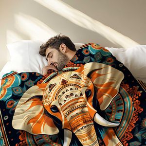 Chăn lông cừu in hình voi tím mềm nhẹ sang trọng Ghế sofa giường Quà tặng cho phụ nữ và nam giới - Product Image 5