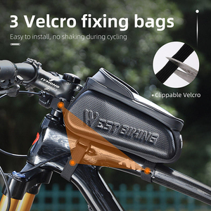 Sacoche de cadre de vélo WEST BIKING en cuir avec écran tactile, trou pour écouteurs, 6,8 pouces, étanche, grande capacité - Product Image 6