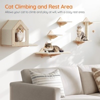 Arbre à chat mural personnalisé en bois massif écologique, classique, à 2 niveaux, avec plateforme de saut et griffoir pour salon