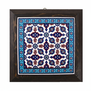 Azulejo Turco Pintado a Mano con Marco de Cerámica, Diseño de Tulipán, Procedente de TURQUÍA - Product Image 2