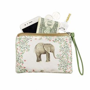 Custom Printed Canvas Cosmetic Handbag Coin Purse Cosmetic Makeup Bag Cell Phone Purse Pouch With <b>Wrist</b> <b>Strap</b> Bag Handbag - Product Image 4