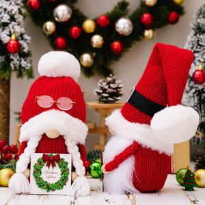 Poupée sans visage Gnome de Noël avec <span class=keywords><strong>lunettes</strong></span> Décoration de joyeux Noël Poupée en peluche Rudolph nain rouge - Product Image 4