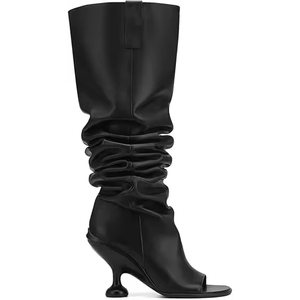 Bottes hautes au genou en <span class=keywords><strong>cuir</strong></span> PU de haute qualité avec logo personnalisé pour femmes chaussures ouvertes bottes à talons hauts et à bout rond - Product Image 3