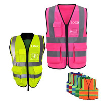 Customized Multicolor Transportation Construction Pink Safety Vest Safety Harness Vest Mesh Vests for Outside Running Safety