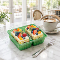 Boîte à pâtisserie rectangulaire en PET transparente de qualité alimentaire, épaisse et anti-fissures, avec logo personnalisé, pour gâteaux, biscuits, desserts, emballage OEM/ODM