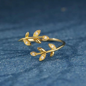 Anello Aperto Regolabile Ispirato alle Foglie per Donne, Gioiello da Dito Fresco e Minimalista alla Moda - Product Image 6