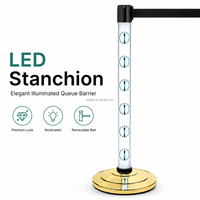 Poste de Control de Multitudes Iluminado y Recargable con LED RGBW, Control por Aplicación, Ángulo de Haz de 360 Grados para Gestión de Filas en Eventos y Bodas