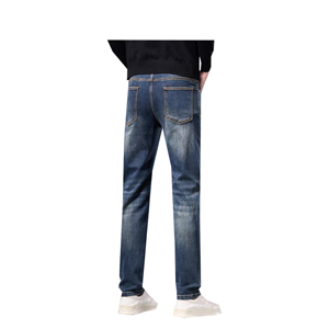 جينز رجالي كاجوال متوسط الخصر مستقيم الساق بمشدود جينز من الدنيم ، سادة سريع الجفاف ODM عصري لفصلي الخريف والربيع - Product Image 2